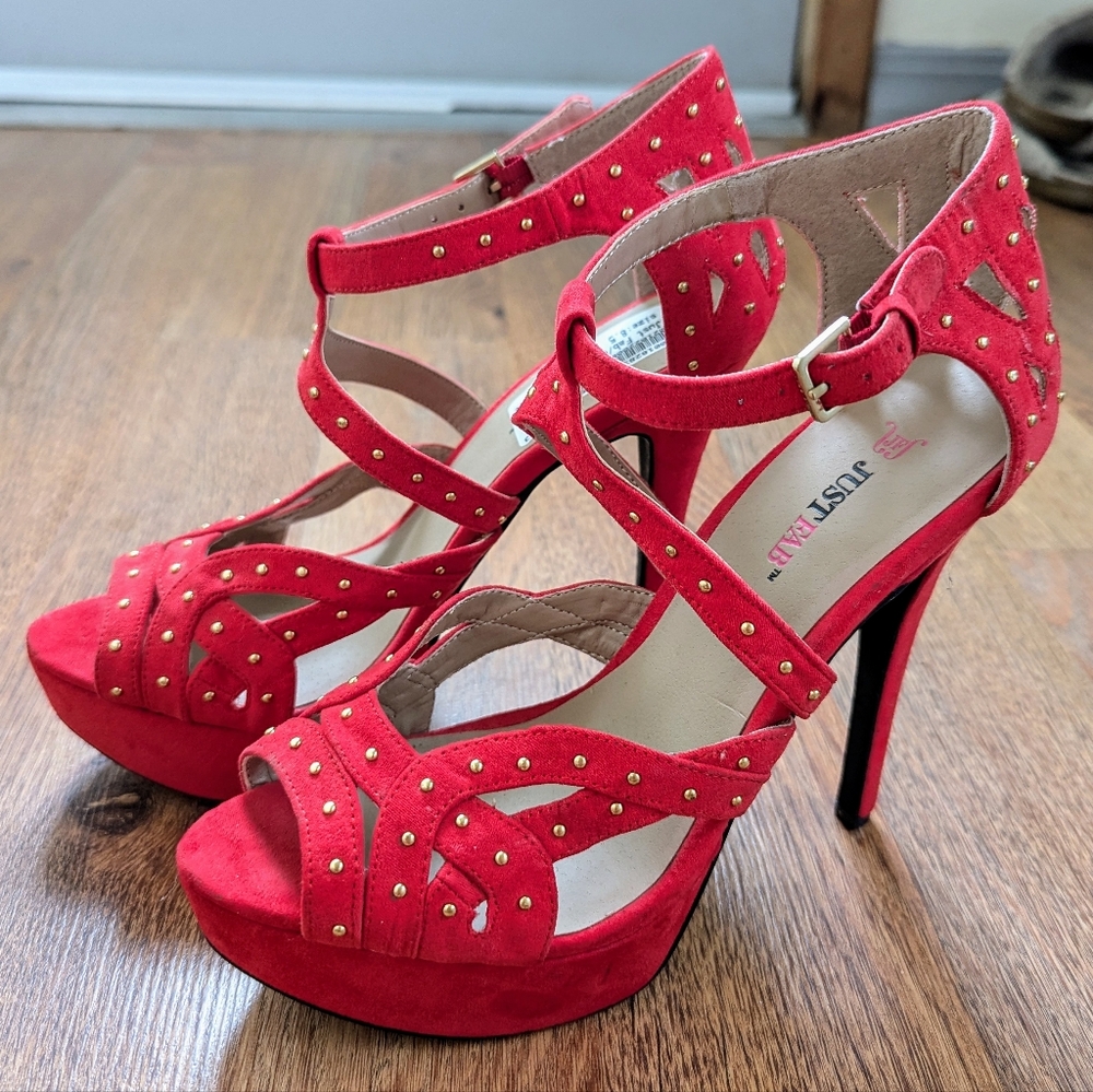 Red JustFab Studded Heels